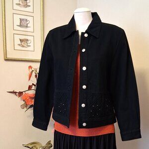 NEW Classic Black Long Sleeve Denim Jacket Casual Jean Jackets 10